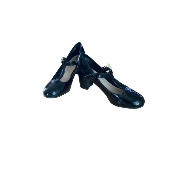 Hush Puppies Shoes - Mary Jane Hush Puppies  Patton, leather, Black Block Heels Size 7.5 Preowned